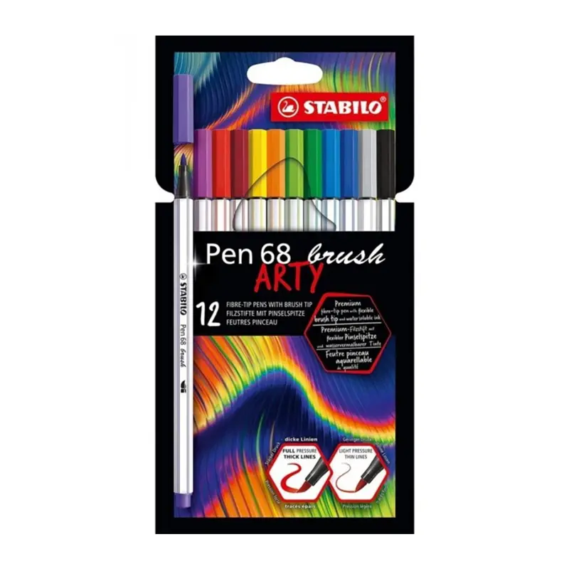 Stabilo Pen 68 Brush Arty Keçe Uçlu Boya Kalemi 12 Renk