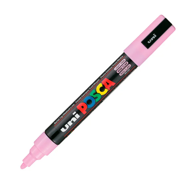 Uni-Ball Posca PC-5M Su Bazlı Poster Markörü 1.8mm - 2.5mm Açık Pembe x 6 Lı Kutu