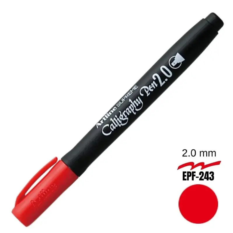 Artline EPF-242 Supreme Kaligrafi Kalemi 2.0mm Kırmızı x 12 Li Kutu