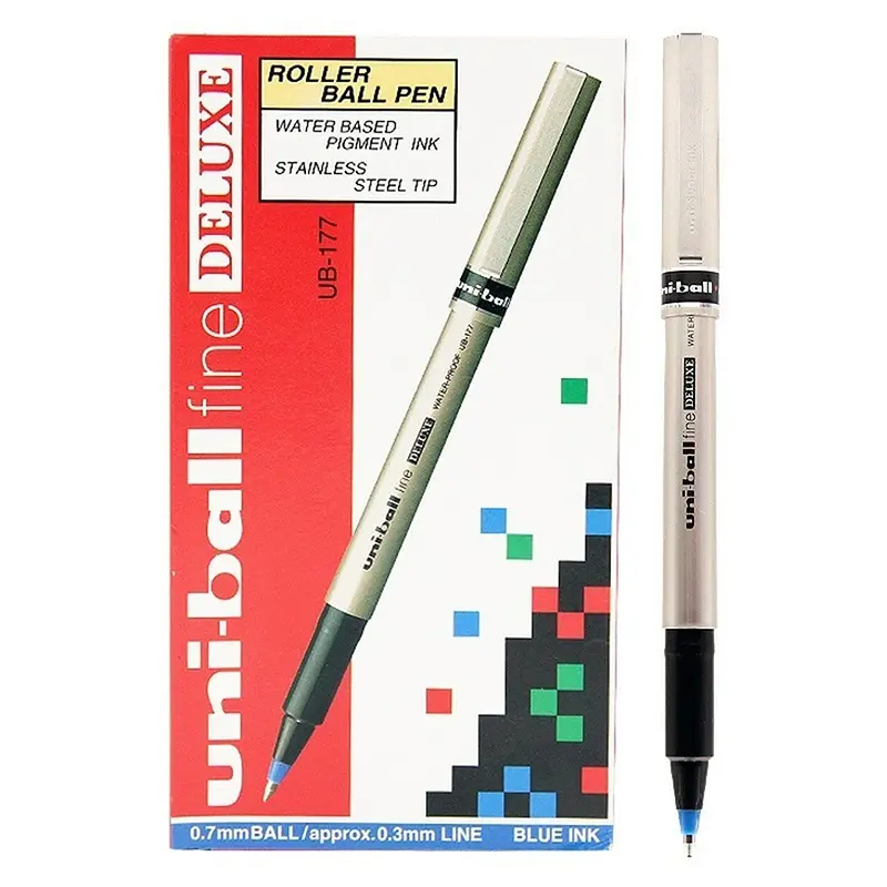 Uni-Ball UB-177 Deluxe Bilye Uç Roller Kalem 0.7mm Mavi x 12 Li Kutu