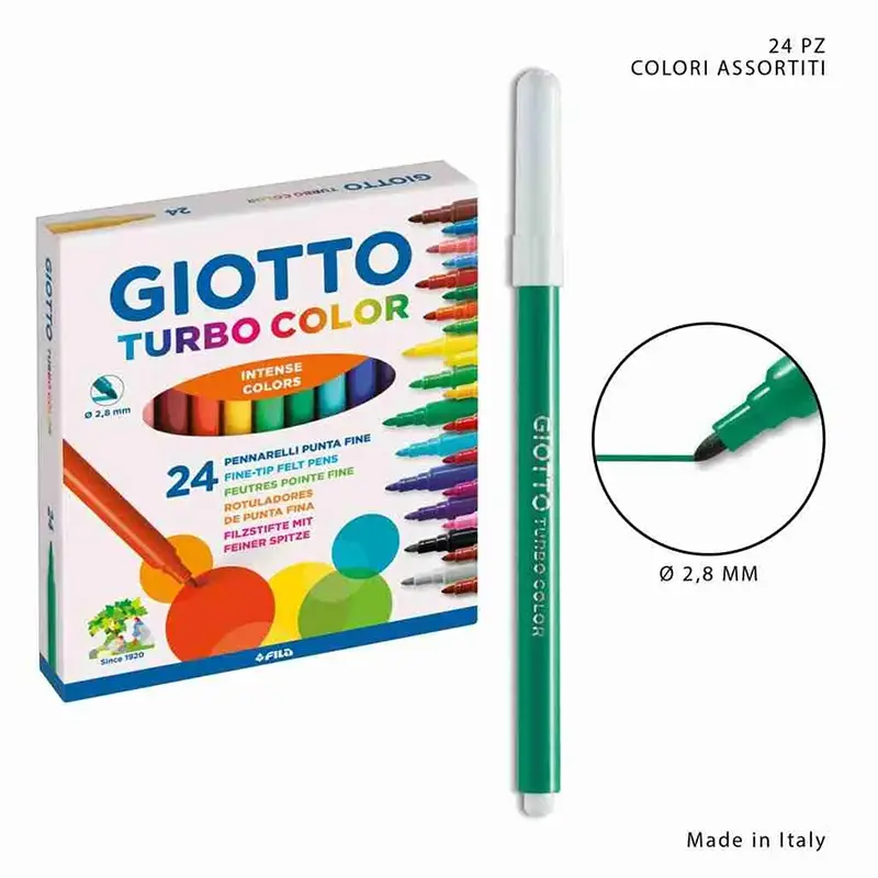 Giotto 417000 Turbo Color Keçeli Boya Kalemi 24 Renk
