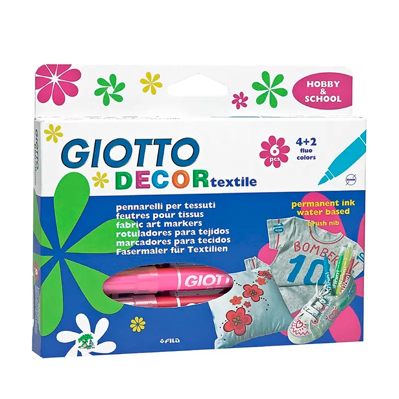 Giotto 494800 Keçeli Tekstil Boya Kalemi 6 Renk
