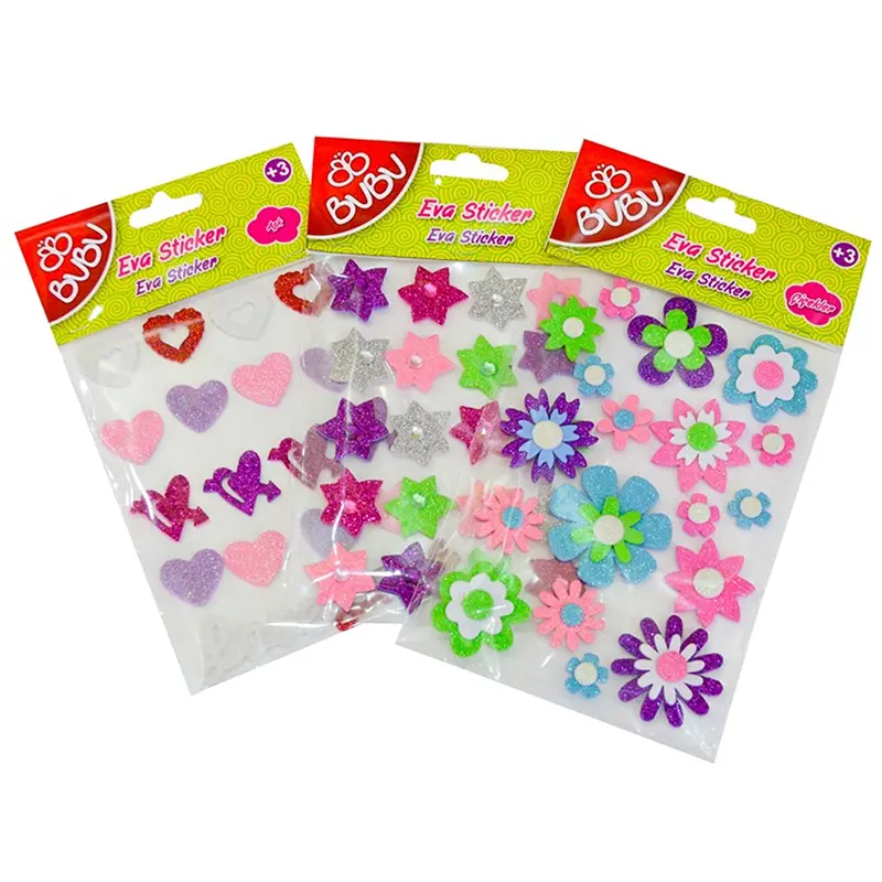 Bu-Bu STS021 Doğa Figürlü Eva Sticker Paket x 24 Lü Stand