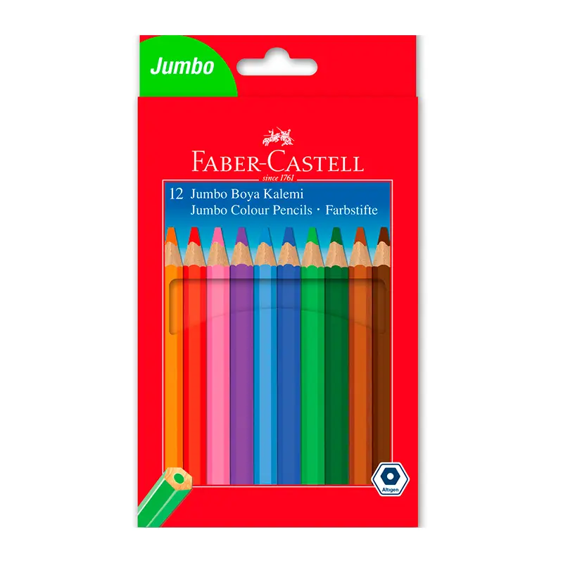 Faber-Castell 517195100 Tam Boy Jumbo Kuru Boya 12 Renk