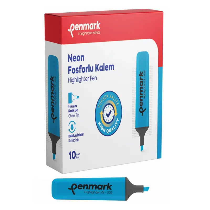 Penmark HS-505 06 Fosforlu Kalem Neon Cam Göbeği x 10 Lu Kutu