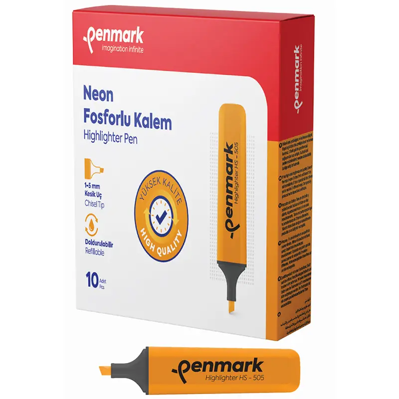 Penmark HS-505 03 Fosforlu Kalem Neon Turuncu x 10 Lu Kutu