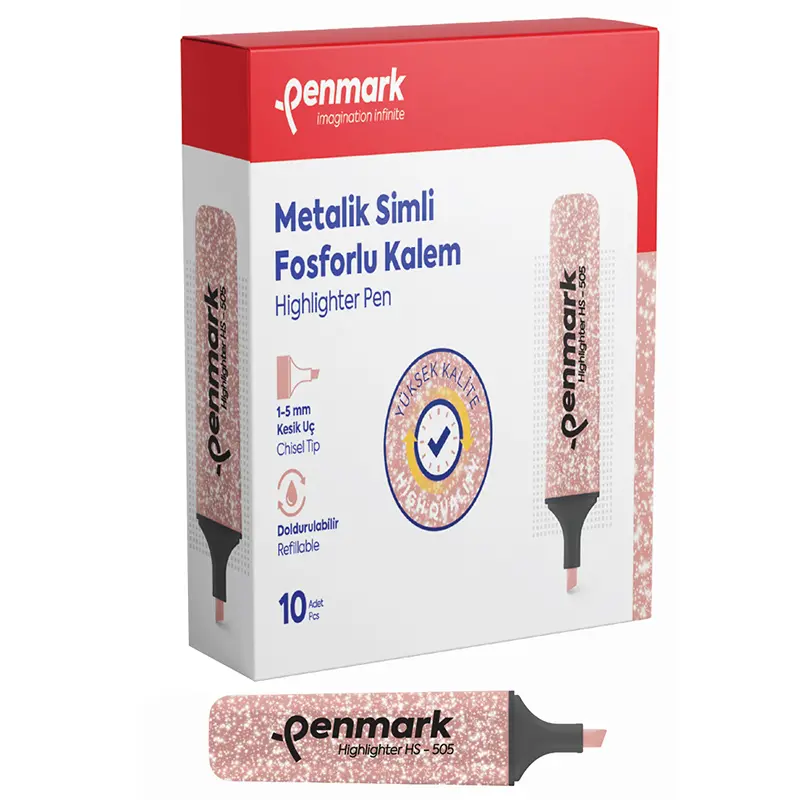 Penmark HS-505 14 Fosforlu Kalem Metalik Simli Bronz x 10 Lu Kutu
