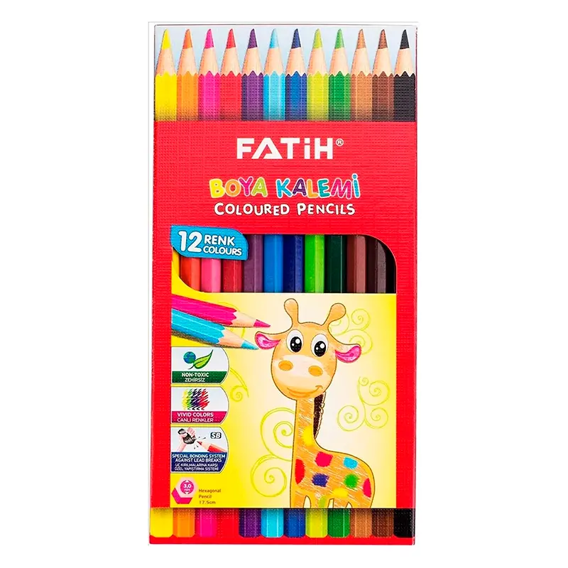 Fatih 33112 Karton Kutu Tam Boy Kuru Boya 12 Renk x 12 Li Paket