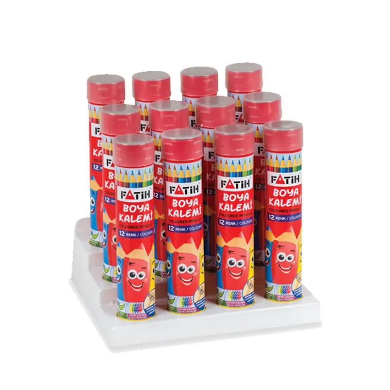 Fatih 33114 Metal Tüp Kutu Tam Boy Kuru Boya 12 Renk x 12 Li Stand