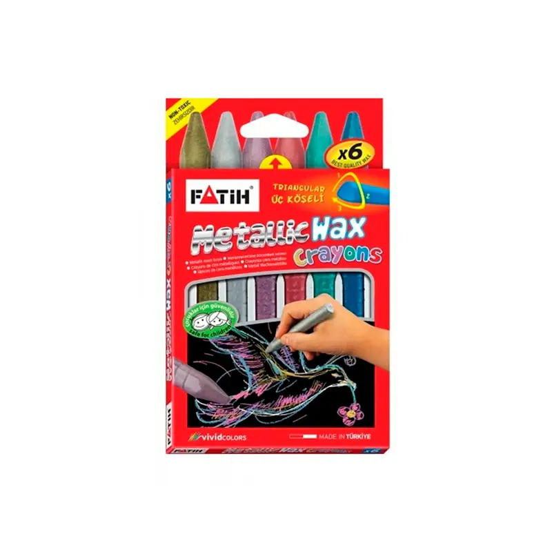 Fatih 50180 Wax Crayons Metalic Kısa Pastel Mum Boya 6 Renk x 12 Li Paket