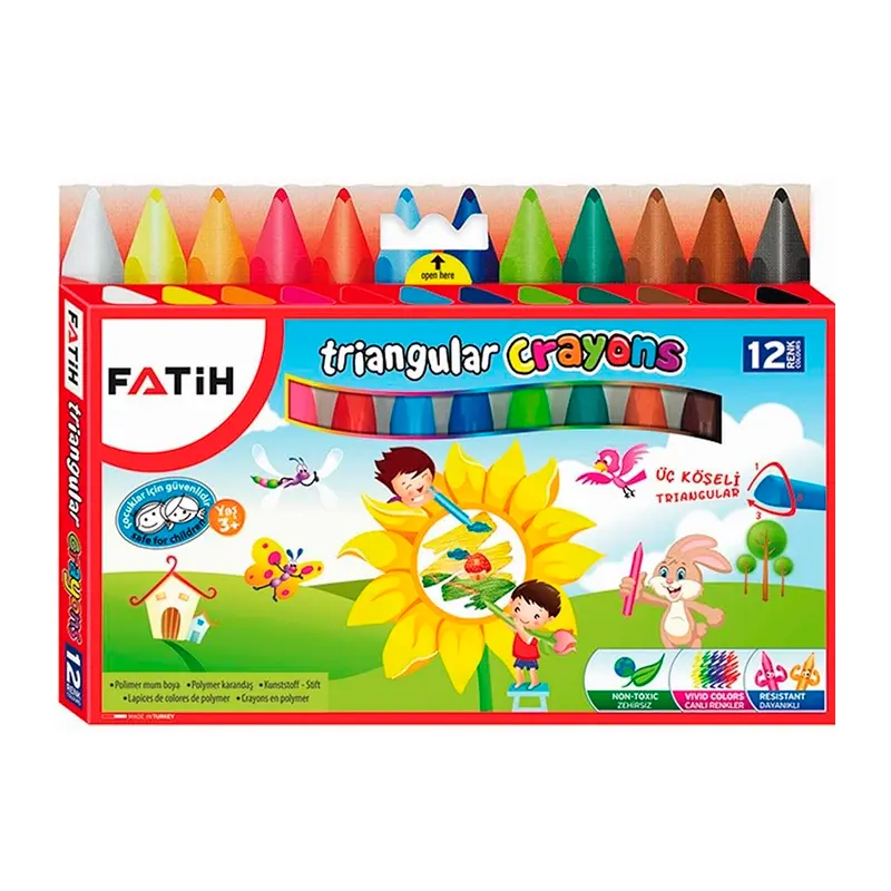 Fatih 50290 Triangular Üçgen Crayons Pastel Mum Boya 12 Renk