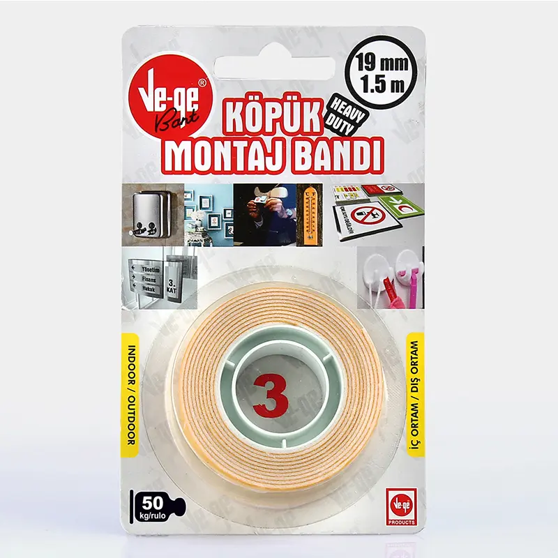 Vege Çift Taraflı Köpük Bant 19mm x 1.5 Metre