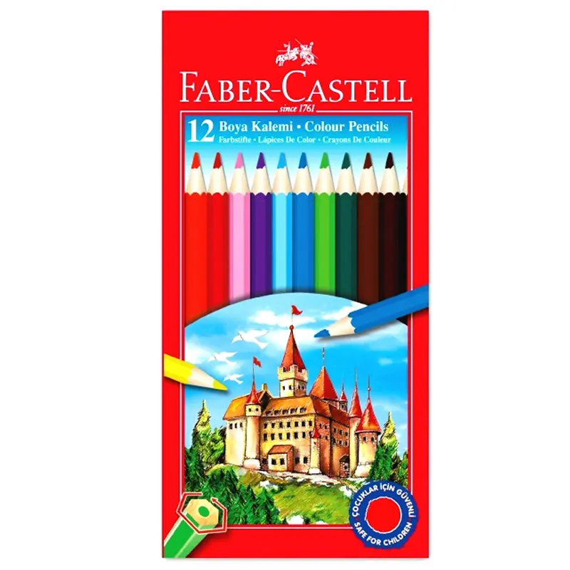 Faber-Castell 5171 116312 Red Line Karton Kutu Tam Boy Kuru Boya 12 Renk x 12 Li Paket