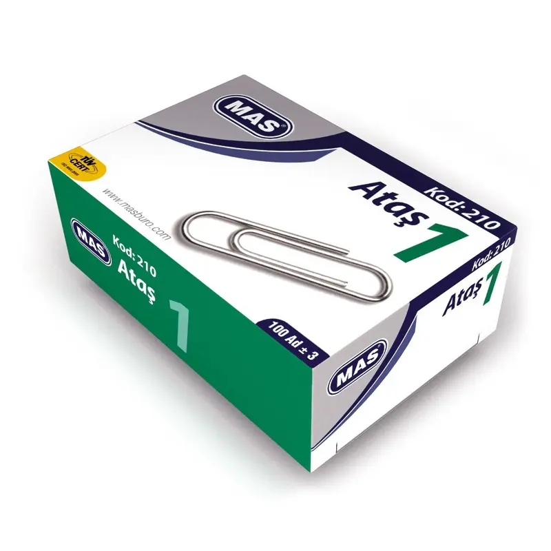 Mas 210 Nikel Kaplı Ataş NO:1 100 Lü Kutu x 24 Lü Paket