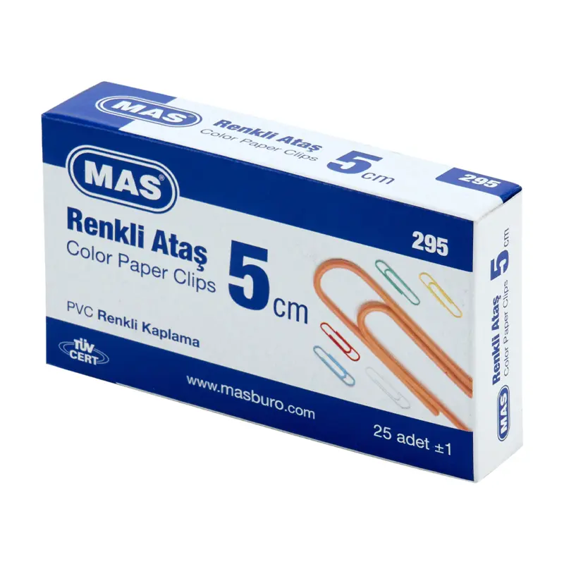 Mas 295 Pvc Kaplı Renkli Dev Ataş 50mm 25 Li Kutu x 24 Lü Paket