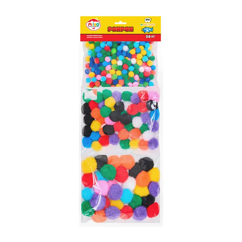 Mileo 1777 Standard Renkler Pon Pon Mix 1-2-3 cm 50 Li Paket