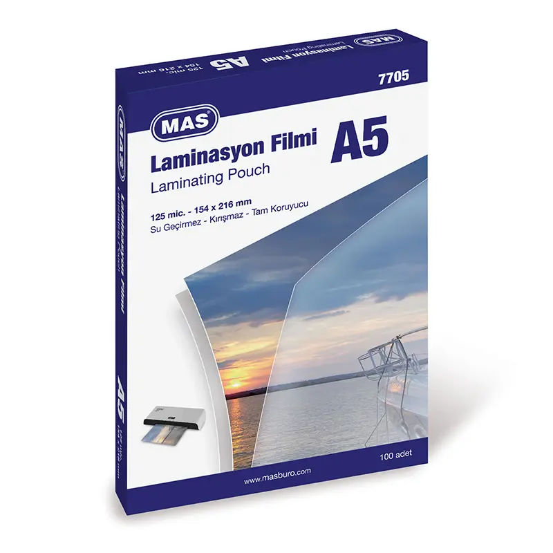Mas 7705 Parlak Laminasyon Filmi 125 Micron A5 x 100 Lü Paket