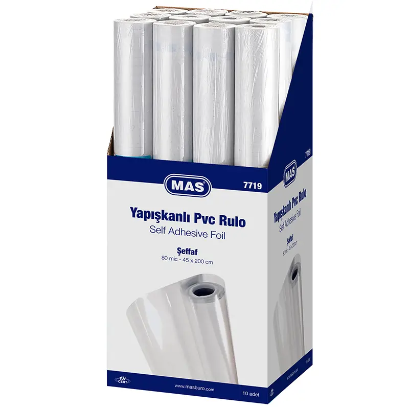 Mas 7719 Pvc Yapışkanlı Rulo 80 Micron 45cm x 200cm Şeffaf