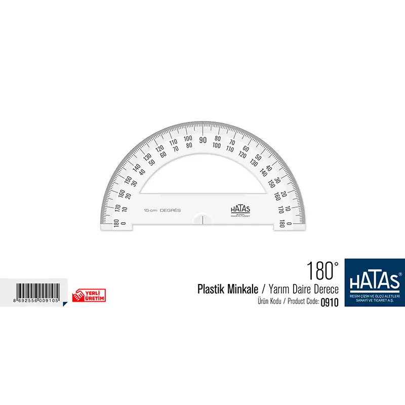 Hatas 0910 Plastik Minkale 180 Derece 15cm x 20 Li Kutu