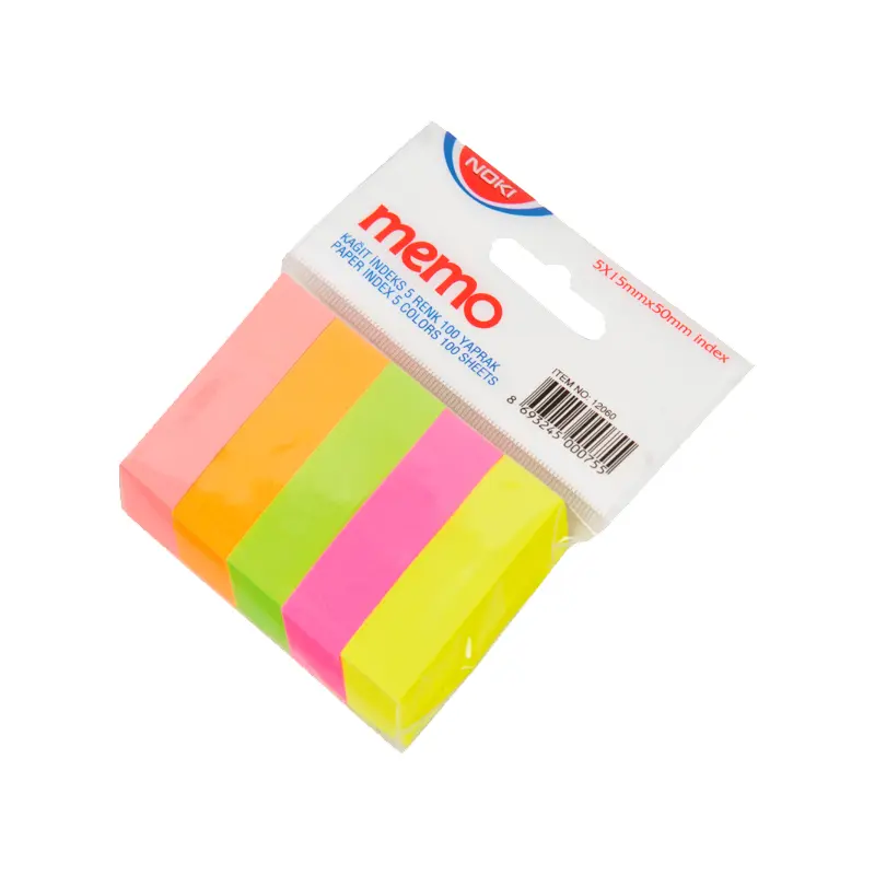 Noki 12060 İndeks 100 Yaprak 15mm x 50mm 5 Renk x 12 Li Paket