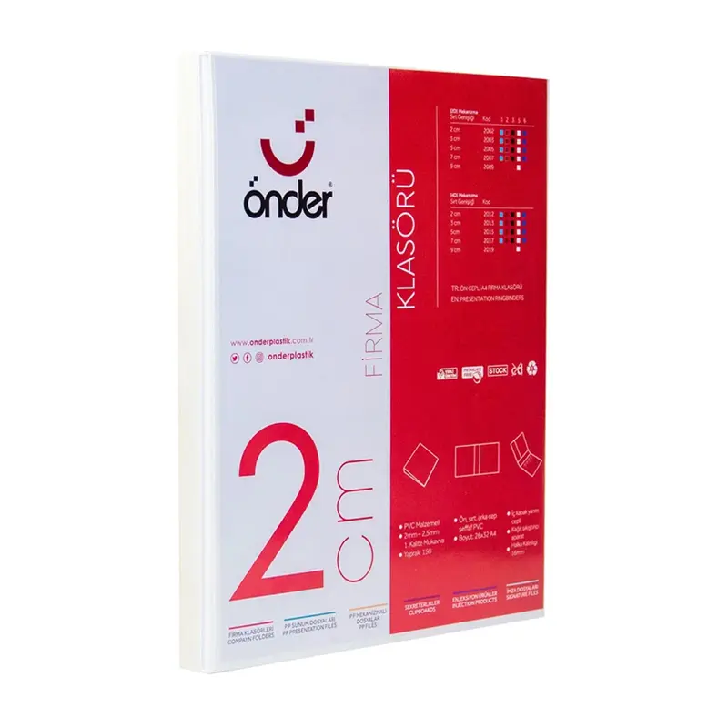 Önder 2002-5 Sunum Klasörü 2 Halkalı 20mm A4 Beyaz