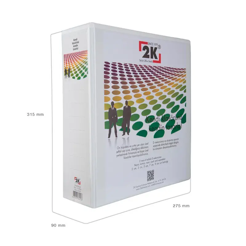 2K 904B Sunum Klasörü Cepli 4 Halkalı 90mm Beyaz