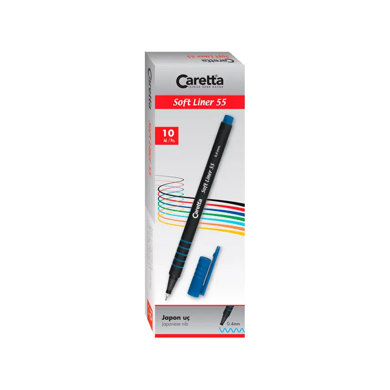 Caretta 55/01 Softliner Keçeli Kalem Siyah 0.4mm x 10 Lu Kutu