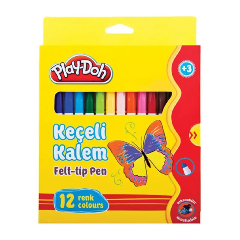 Play-Doh KE007 Karton Kutu Keçeli Kalem 5.0mm 12 Renk