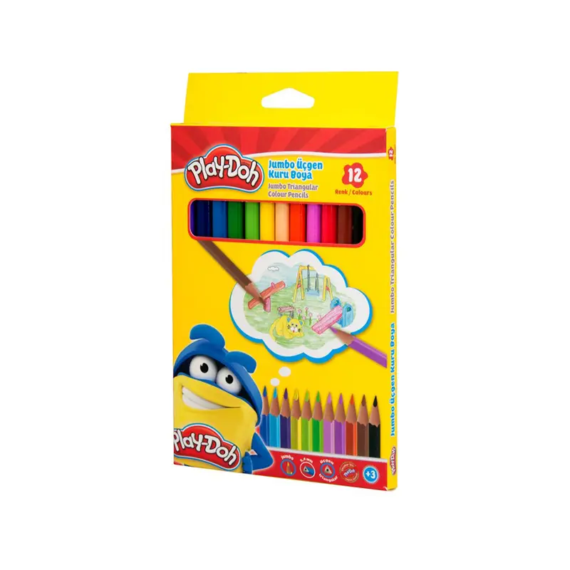 Play-Doh KU008 Üçgen Jumbo Kuru Boya 12 Renk