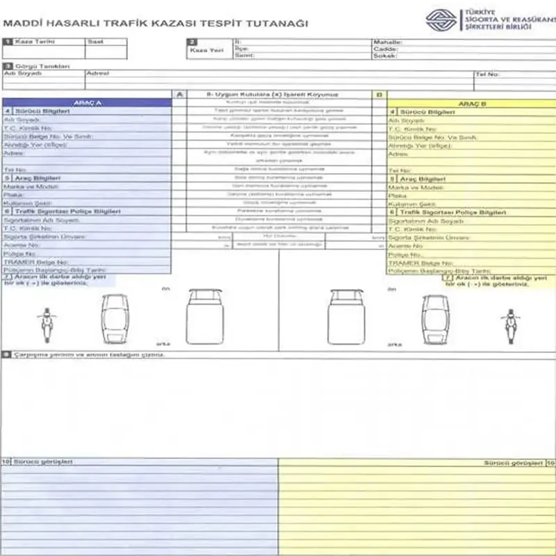 Altınyıldız OM053 Maddi Hasarlı Kaza Tutanağı Otokopili x 50 Li Paket