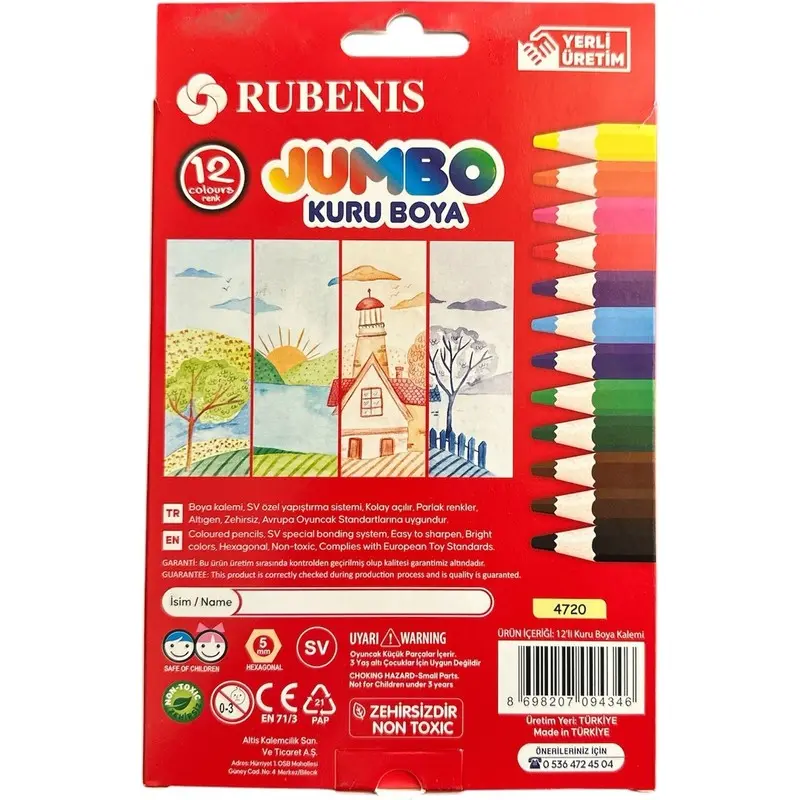 Rubenis 4720 Jumbo Kuru Boya 12 Renk