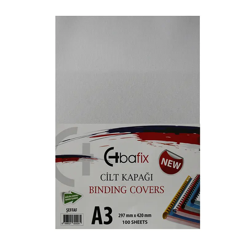 Bafix Plastik Cilt Kapağı Opak Şeffaf A3 160 Micron x 100 Lü Paket