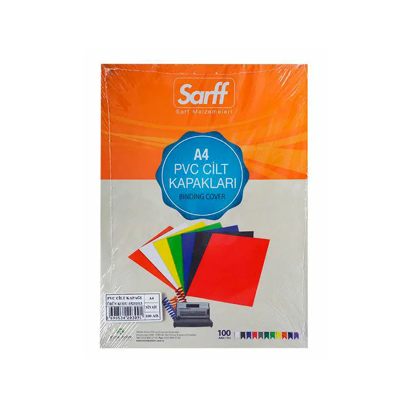 Sarff 15201013 Plastik Cilt Kapağı Opak Siyah A4 160 Micron x 100 Lü Paket