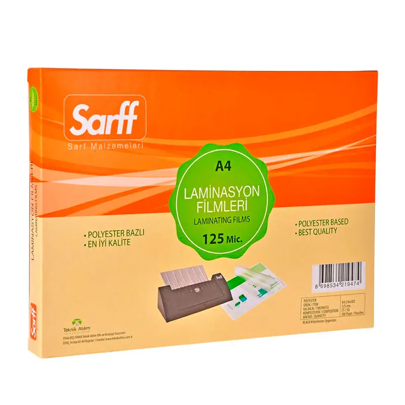 Sarff 15309016 Sıcak Laminasyon Filmi A4 125 Micron x 100 Lü Paket