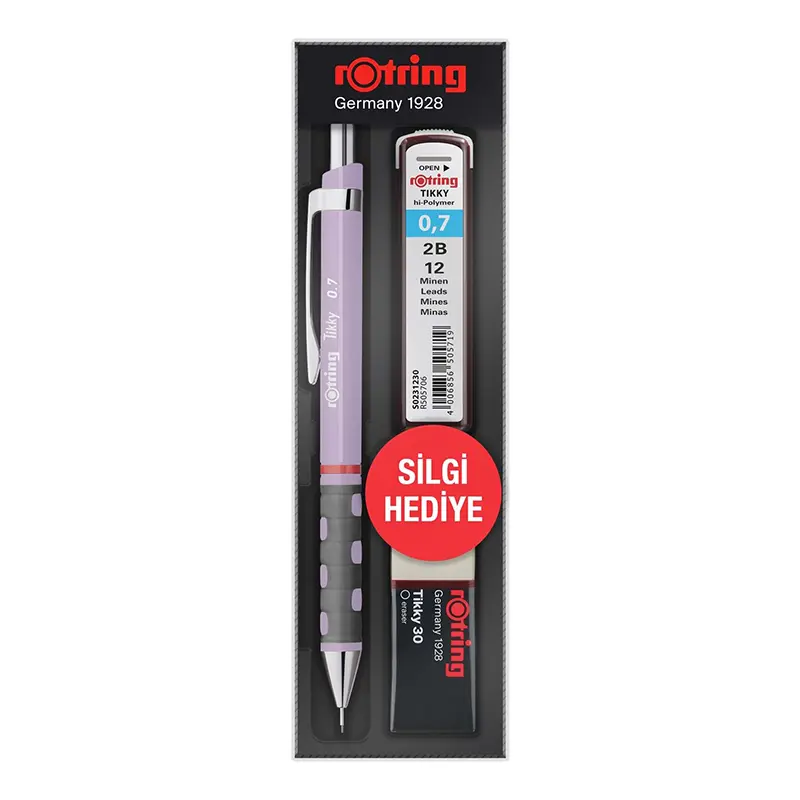 Rotring RO-KK07-07 Okul Seti Tikky Versatil Kalem + Min + Silgi 0.7mm Lila