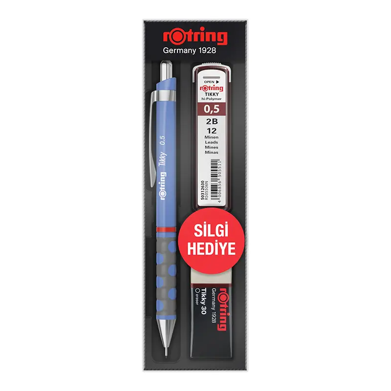 Rotring Tikky Rd Okul Seti Menekşe Mavi Versatil Kalem + Min + Silgi