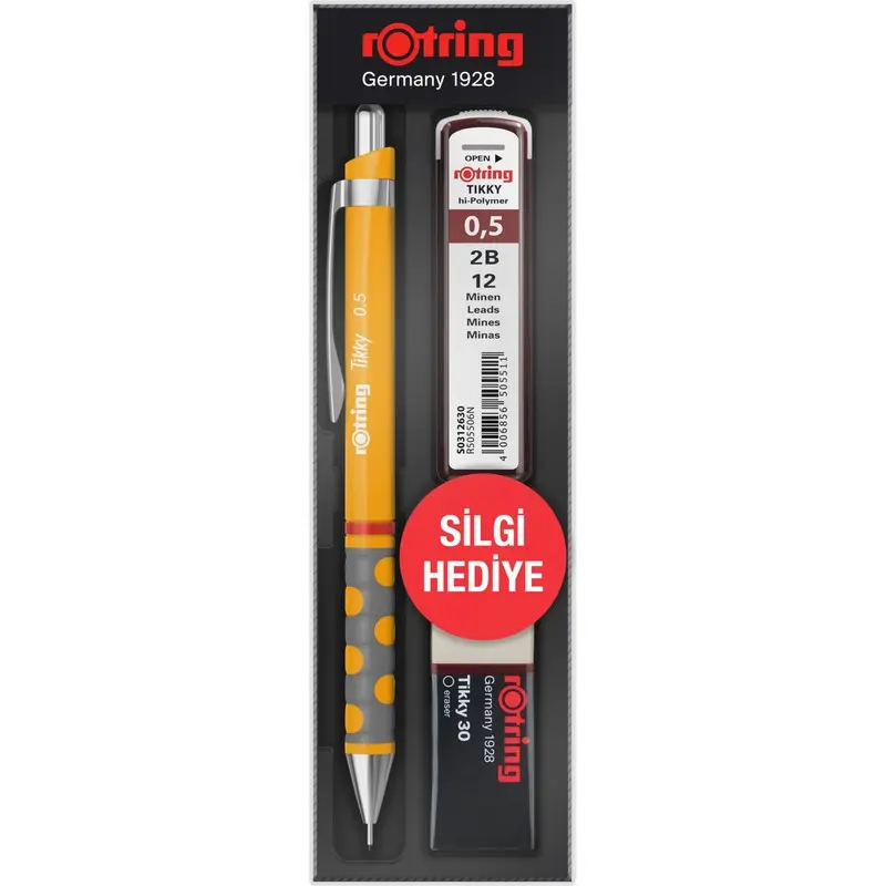 Rotring Tikky Rd Okul Seti Versatil Kalem 0.5mm + Min + Silgi Mango Turuncu