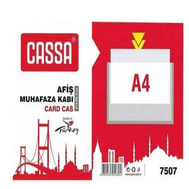 Cassa 7507 Afiş Muhafaza Kabı Şeffaf 210x297mm A4 x 10 Lu Paket