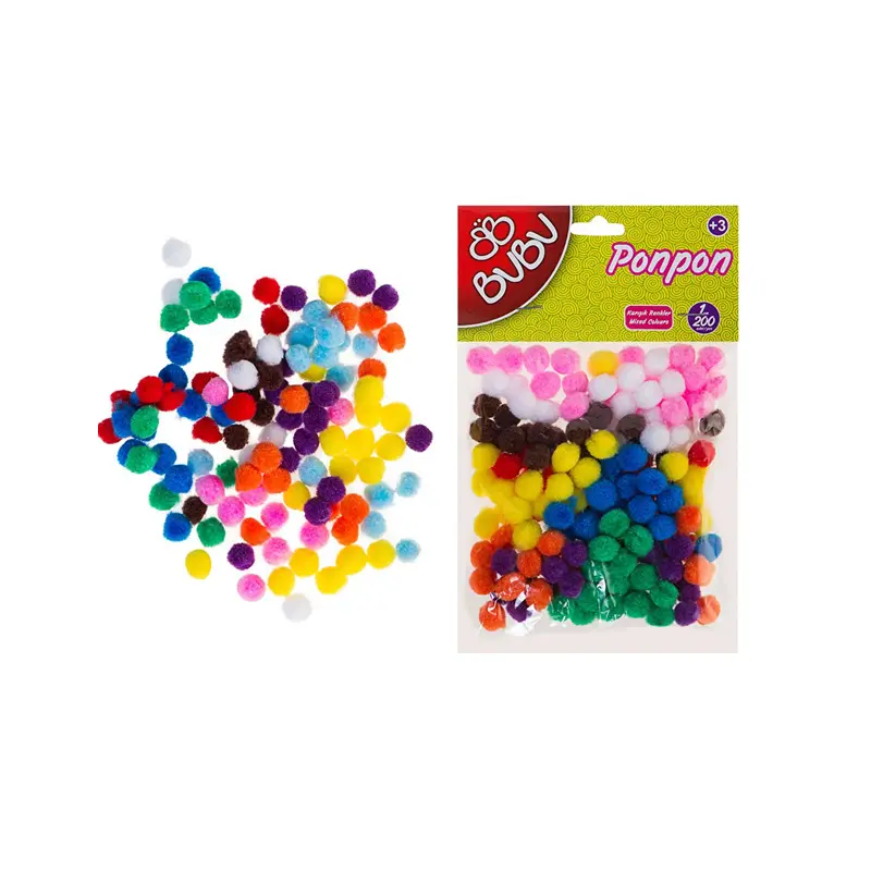 Bu-Bu 00108 Pon Pon Karma Renk 10mm x 200 Lü Paket