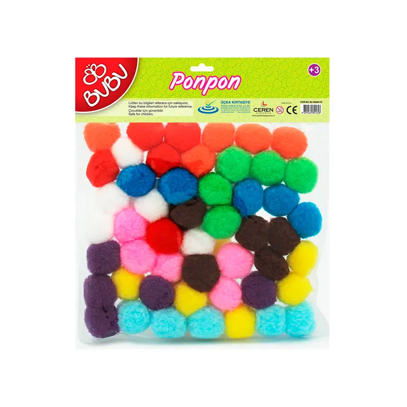 Bu-Bu 00110 Pon Pon Karma Renk 3 Cm. x 50 Li Paket
