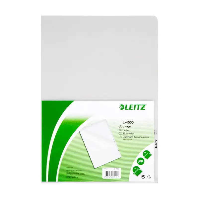 Leitz 4000T L Tipi A4 Şeffaf Buzlu Poşet Dosya 100 Lü Paket