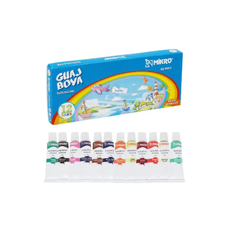 Mikro GJ-9012 Guaj Boya 9 ML x 12 Renk