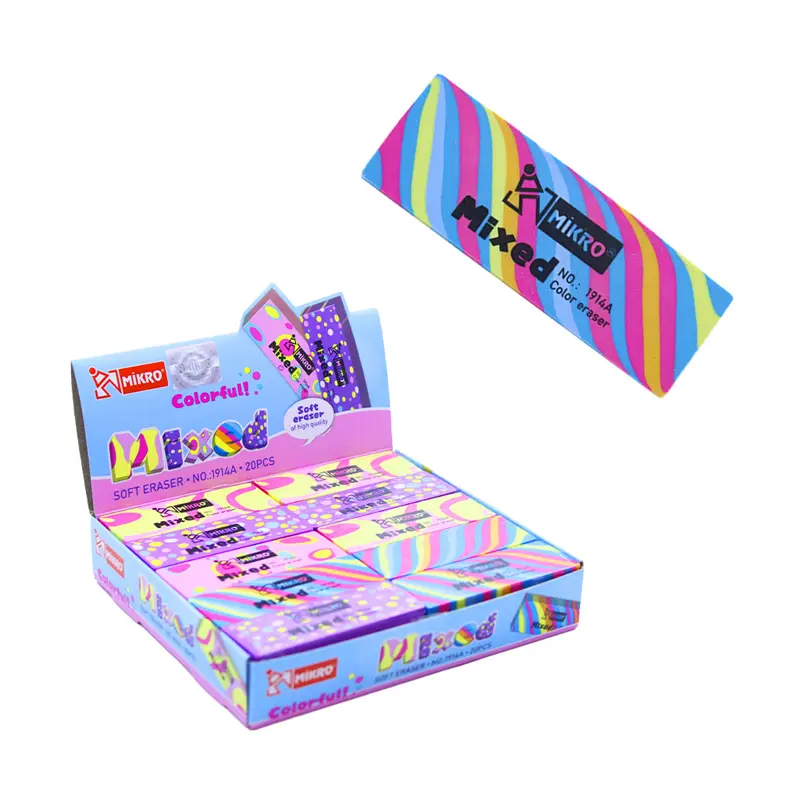 Mikro 1914A Mixed Color Eraser Silgi 20 Li Paket