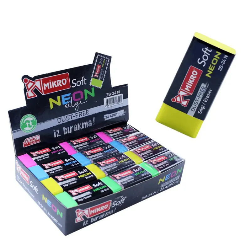 Mikro 2B-24Y Soft Neon Silgi 24 Lü Pake