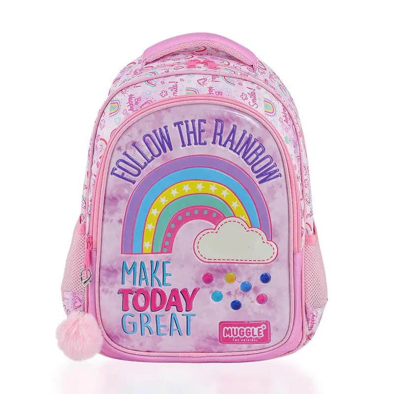 Muggle Mu-6696 Soft Rainbow Pembe Okul Çantası