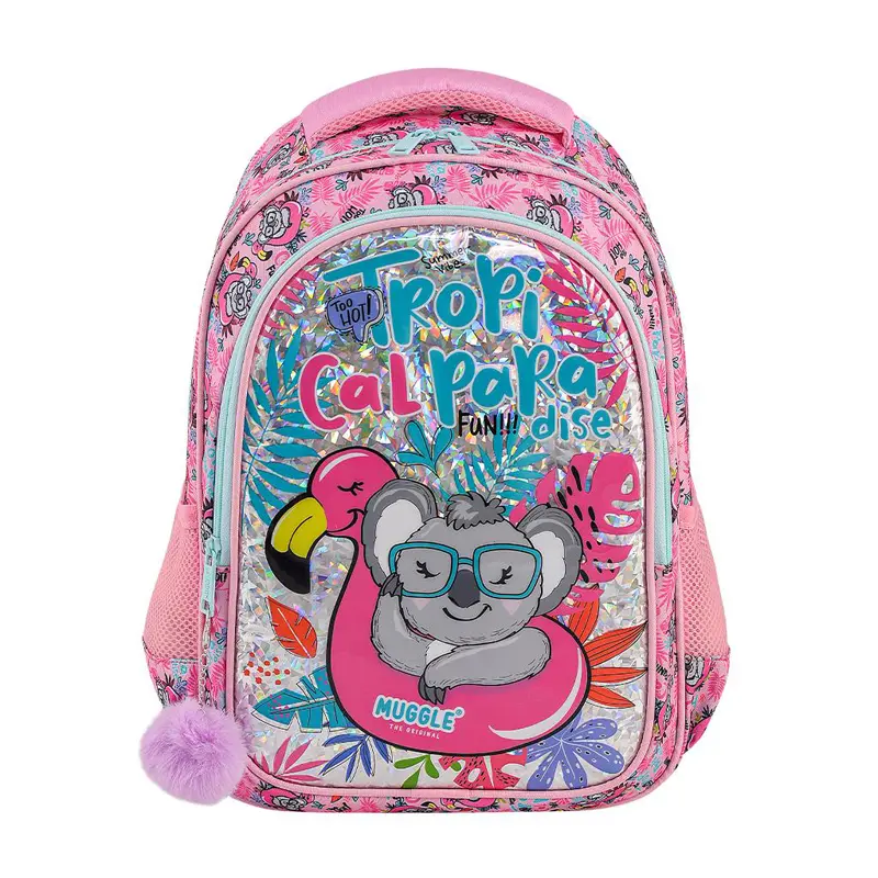 Muggle Mu-8904 Tropikal Pradice Pembe Okul Çantası