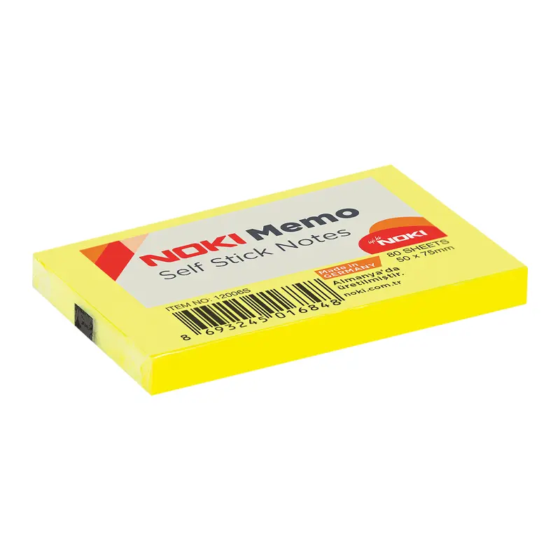 Noki No:12006S Yapışkanlı Not Kağıdı Memo 50x75 Limon Sarı 12 Li Paket