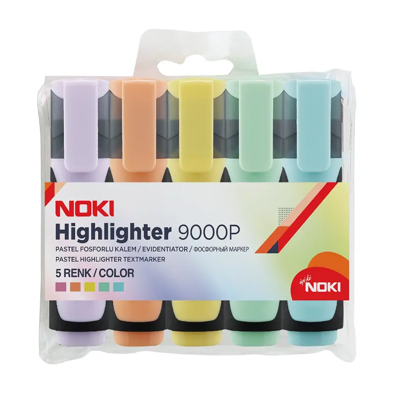 Noki 9000P Pastel Renkler Fosforlu Kalem 5 Li Pvc Paket