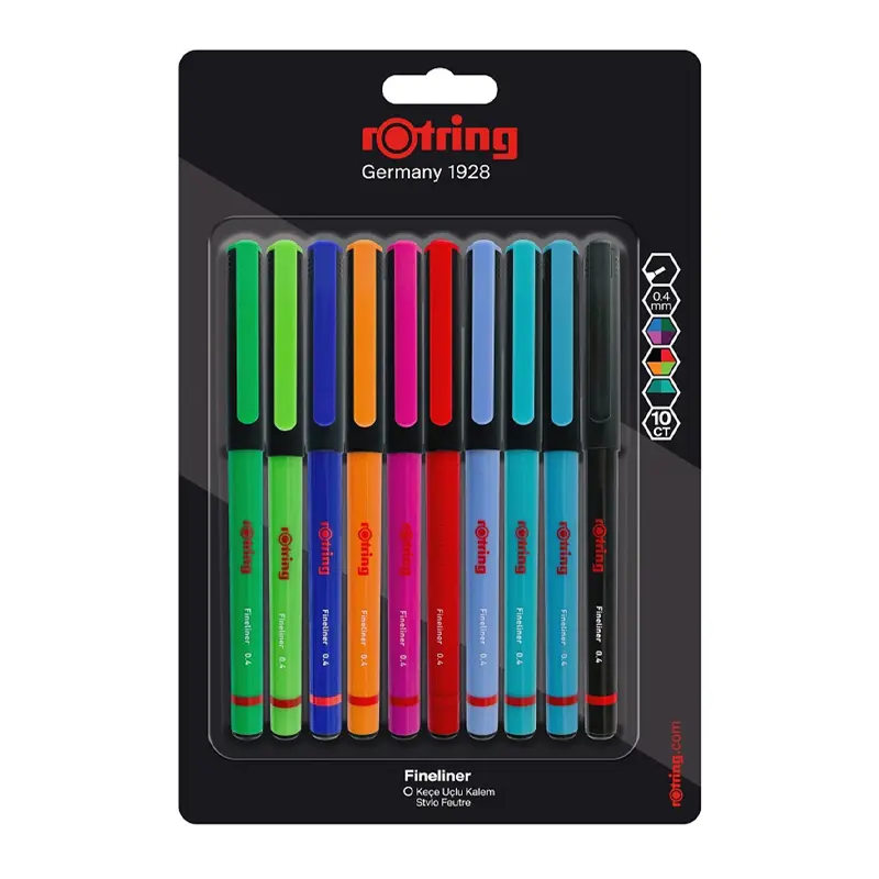 Rotring 2166220 Fineliner Keçe Uçlu Kalem 10 Renk