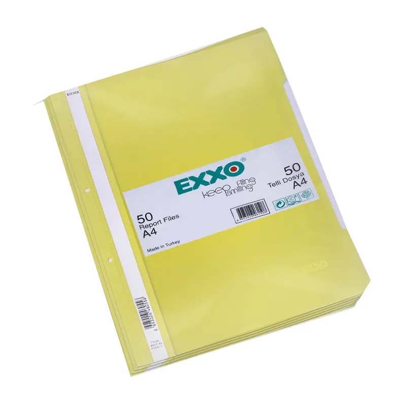 Exxo TT120 Telli Dosya Plastik A4 Sarı x 50 Li Paket